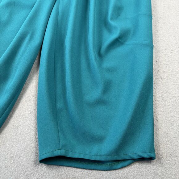 Valerie Villacampa Pleated Lantern Trousers Women’s 1 Blue Green Belted Wide Leg - Picture 2 of 16